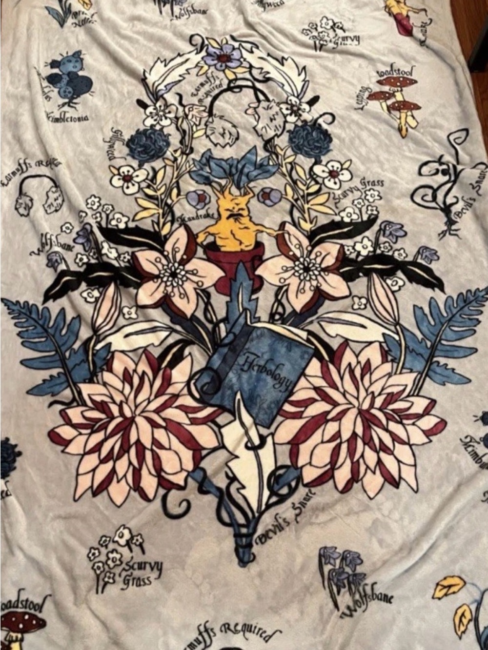 Harry Potter Floral & Botanical Illustrated Throw with Herb Motif
